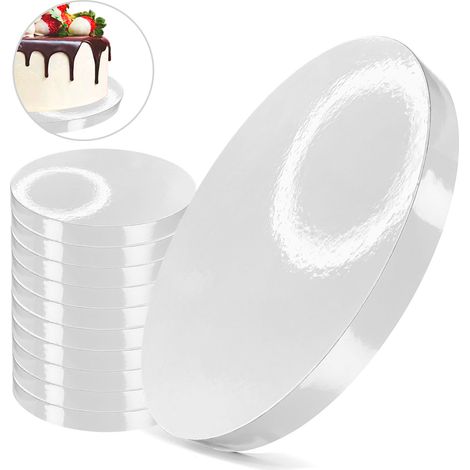 Cake Board Unterlage Weiß 25 cm 2 cm Set 10 Stück Cake Drum Rund Premium Brand4Cake (1/4)