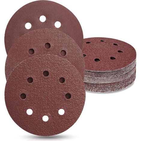 Packung mit 30 Schleifscheiben à 125 mm zum Polieren von Holz und Metall (10 x Schleifkorn 80/120/240). (1/5)