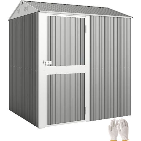 Casetta da Giardino Alta in Acciaio da 3.51m² con Prese d'Aria e Porta Bloccabile, 209x177x236 cm, Argento