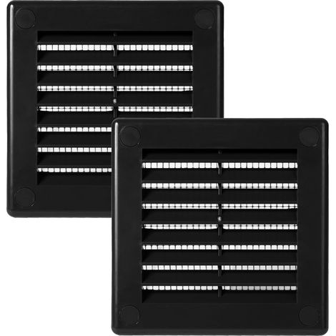 100 x 100 mm - 2 pièces - Noir Couvre-aération – Fentes de ventilation rectangulaires plates avec moustiquaire – Ouvrages de ventilation HVAC pour salle de bain, bureau à domicile (1/5)