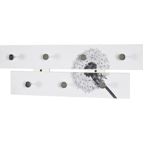 Patère Murale 2 niveaux "Fleur de Pissenlit" 60cm Blanc (1/3)