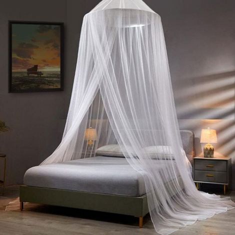 1 Moustiquaire dôme, polyester fin, anneau acier inoxydable, hauteur 2,5m, pour lit enfant adulte intérieur extérieur (1/3)