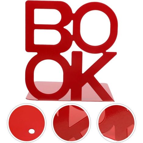 Serre-livres antidérapant en forme de livre - convient à la maison, au bureau et à la cuisine -rouge