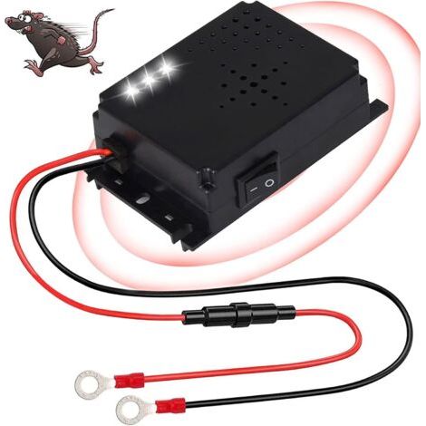 Répulsif contre les martres de voiture,Avec ultrasons et lumière flash connexion anti-martres sur batterie de voiture 12V dans le compartiment moteur (1/5)