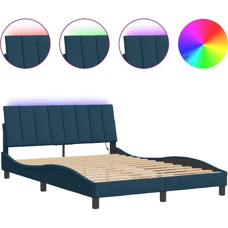 Maison Exclusive - Cadre de lit avec LED sans matelas Hanko bleu 120x200 cm velours (1/5)