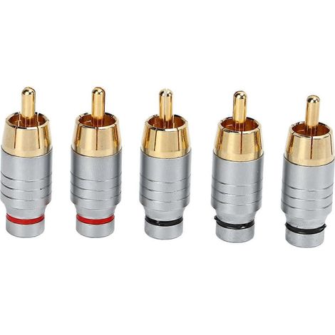 Lot de 5 connecteurs RCA universels en métal à souder pour câble audio/vidéo et prise haut-parleur (1/4)