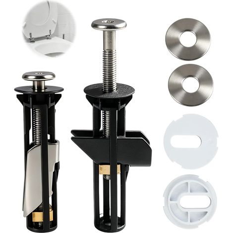 2 Stück Toilettendeckel-Befestigungsbolzen und Schrauben, Edelstahl, einfach zu installierendes Toilettendeckel-Befestigungsset, universell für sicheren Toilettensitz, passend für 14–20 mm Löcher (1/5)