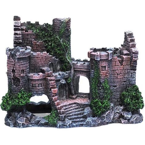 Pr Décoration en résine pour aquarium - Cachette pour poissons en forme de château - Détails réalistes - Accessoire d'aquarium (1/5)