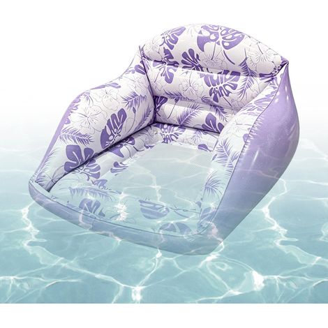 Chaise Longue Gonflable Adulte Violette 86x84cm, Matelas Flottant Ergonomique Pliable, Extérieur Plage Fête Lac Rivière, Jeux Aquatiques (1/5)