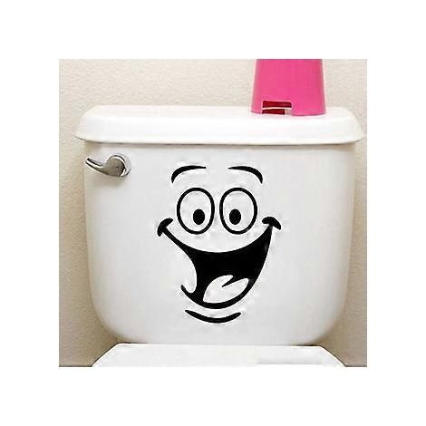 Sticker mural amusant avec visage souriant pour toilettes, décoration murale à faire soi-même pour salle de bain et cuisine (1/5)