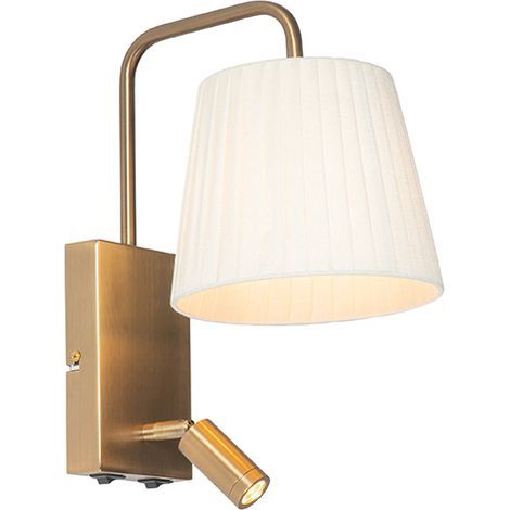 Applique murale chambre blanche et bronze – 2 points lumineux – LED 170 lumens – Douille E14 – Hauteur 34 cm – Longueur 18 cm – Profondeur 24,6 cm (1/4)