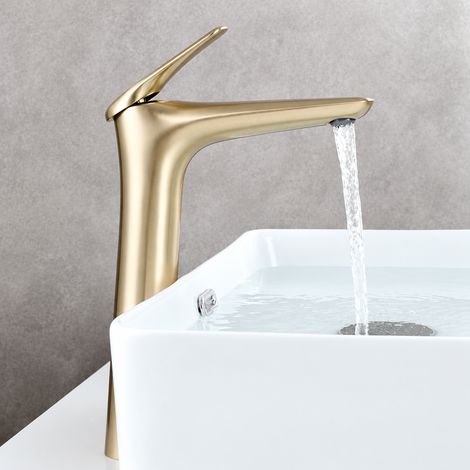 Mitigeur lavabo salle de bain or brossé modèle haut cartouche céramique 42,5 × 25 × 7 cm 1,978 kg – Livraison gratuite (1/5)