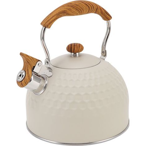 Bouilloire à sifflement 2,5 l en acier inoxydable, cuisinière à chauffage uniforme efficace, théière à sifflet avec poignée d'isolation thermique (1/5)