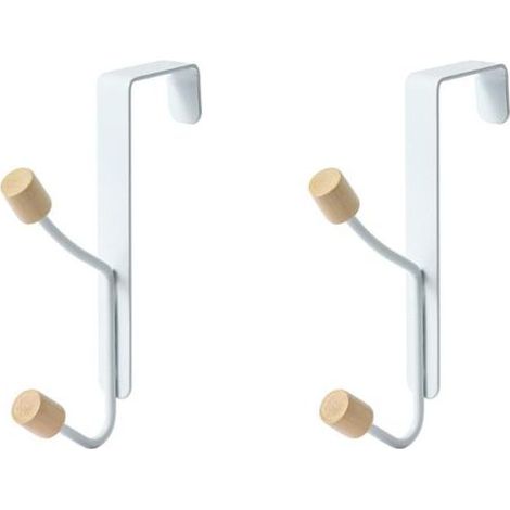 2 Pièces Porte-manteau, Accroche sans perçage, Crochet double en métal, Support 3 kg, Pour porte 1-4,3 cm, Chambre Salle de bain (1/5)