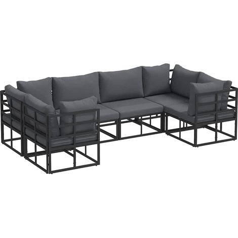 Maison Exclusive - Ensemble de canapé de jardin avec coussin 6 pcs Noir Aluminium (1/5)