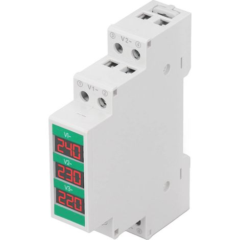 Voltmètre triphasé intelligent à affichage numérique TONGOU pour instruments électroniques et électriques, montage sur rail, 60-450 V CA (1/5)