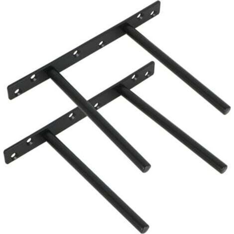 Set of 2 Invisible Floating Shelf Brackets, Metal Support for Concealed Wooden Floating Shelves with Wall Mounting, Matte Black Stainless Steel Finish, 2 Pcs (1/4)
