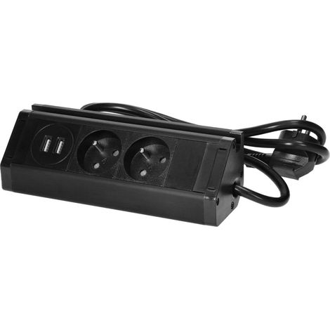 Orno Enchufe eléctrico USB moderno negro 2 puertos USB