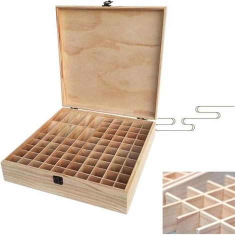 Boîte de Rangement en Bois pour Huiles Essentielles, Boîte d’Huile Aromathérapie de Stockage Organisateur pour 85 Bouteilles, Idéal (1/4)