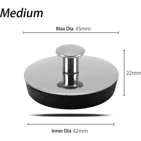 (Medium)Universal Rubber Bath Plug Stainless Steel Drain Stopper for Bathtub Washbasin Sink Easy To Use Bathroom Kitchen Accessory (1/4)