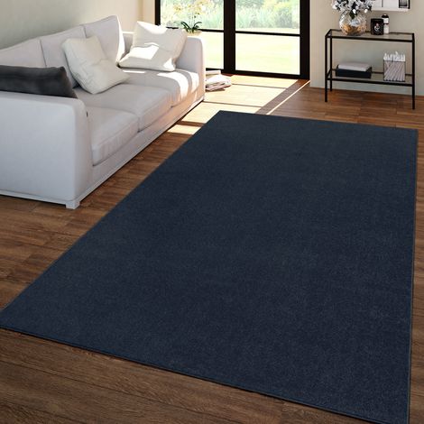 Wohnzimmer Teppich Kurflor Unifarbendes Design Modern Und Zeitlos 160 cm x 220 cm x 12 mm Navy Rechteckig (1/5)