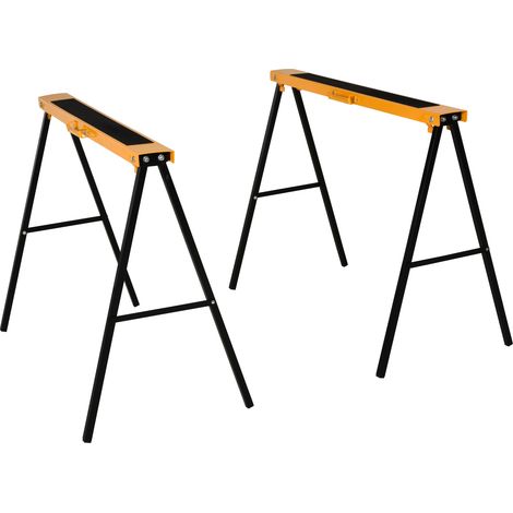 Klappbarer Sägebock, rutschfester Stahl-Arbeitsbock, orange und schwarz, 99,5 x 50 x 78 cm, Tragfähigkeit 125 kg