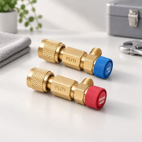 Lot de 2 Adaptateurs de Remplissage Réfrigérant R410A R22 avec Valve de Sécurité - Coupleur Rapide pour Climatisation (1/5)
