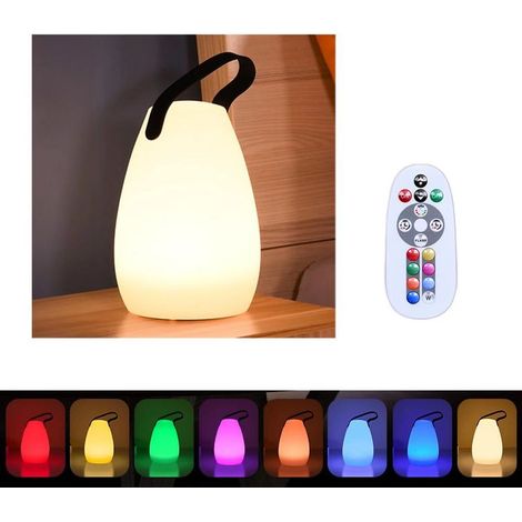 Lampe de Table Lampe de Chevet Portative,LED étanche Rechargeable sans Fil Multicolore Dimmable Lampe de Jardin Extérieure LED,Terrasse,Lanterne Intérieure (lisse) (1/5)