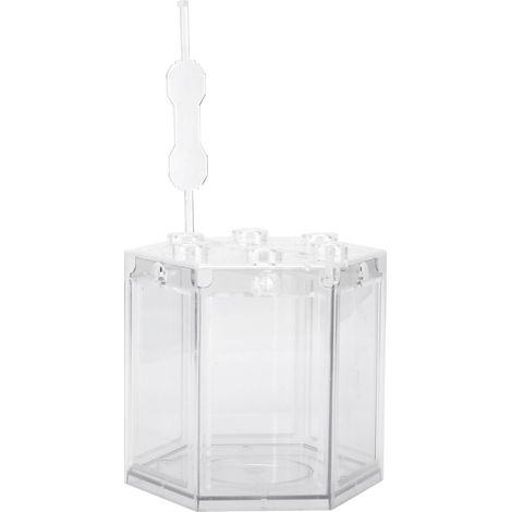 Petit aquarium hexagonal superposable et portable, transparent, idéal pour la décoration de bureau. (1/5)