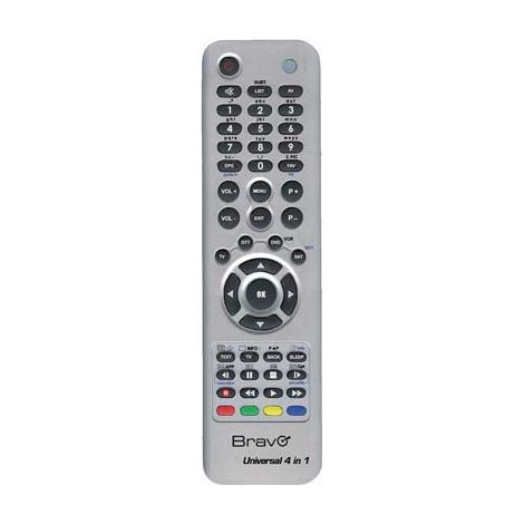TELECOMANDO UNIVERSALE 4 IN 1 BRAVO TV + DTT + DVD + SKY MEMORIA BANCHI 4