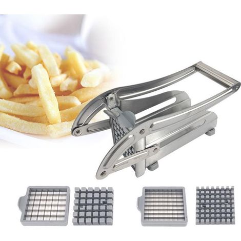 Professioneller Pommes-Frites-Schneider, Pommes-Frites-Schneider mit 2 Klingen, Anti-Rutsch-Technologie, Gemüseschneider, Fritteusen-Zubehör, Manueller Pommes-Frites-Schneider