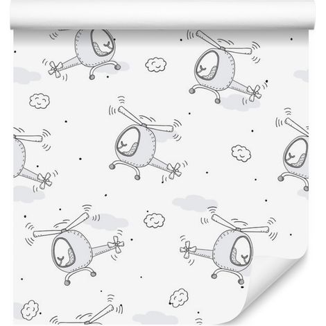 Papel pintado de helicópteros de cuento de hadas desde las nubes para salón y dormitorio 50x1000 cm (1/5)