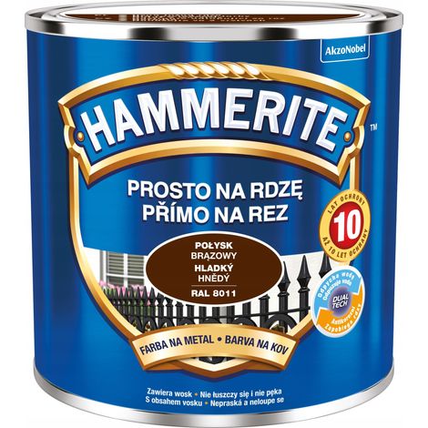 Pintura para metales Hammerite Straight to Rust, marrón brillante, 0,25 L