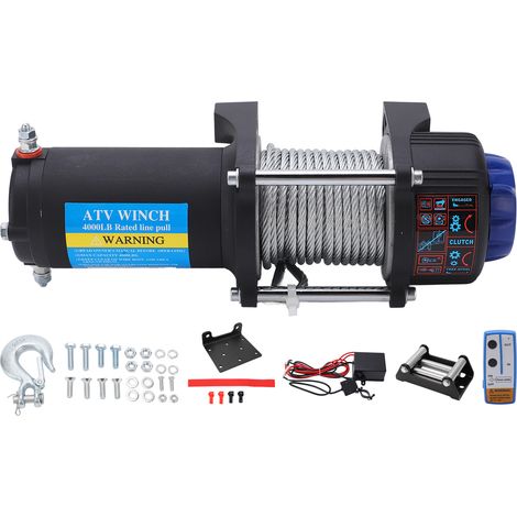 Treuil électrique en acier inoxydable 4000LB 12V avec télécommande sans fil pour véhicule tout-terrain ATV UTV (1/5)
