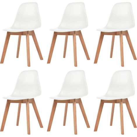 vidaXL Chaises à manger lot de 6 Blanc Plastique (1/5)