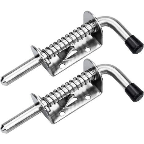 Lot de 2 verrous à ressort pour porte de garage, boulons à ressort en acier, 128 mm, pour porte de garage ou abri de jardin.