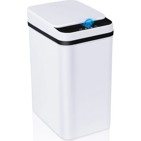 Cubo de basura automático, funcionamiento con sensor sin contacto, capacidad de 12 litros, color blanco. (1/2)