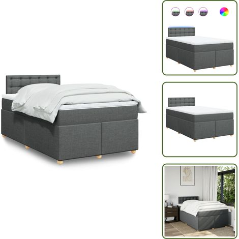 Sommier à lattes de lit avec matelas gris foncé 120x190cm tissu - Sommier À Lattes De Lit - Sommiers À Lattes De Lit - Lit - Meuble De Chambre À Coucher (1/5)