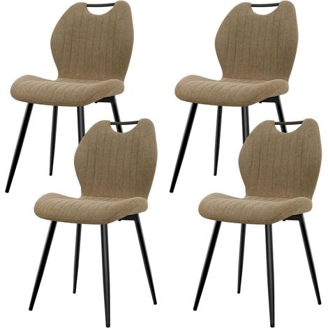 Esszimmerstühle 4er Set Khaki Polsterstühle Skandinavisch mit Metallbeinen (1/5)