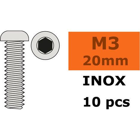 Revtec - Hex Button Head Screw - M3X20 - Inox - 10 pcs