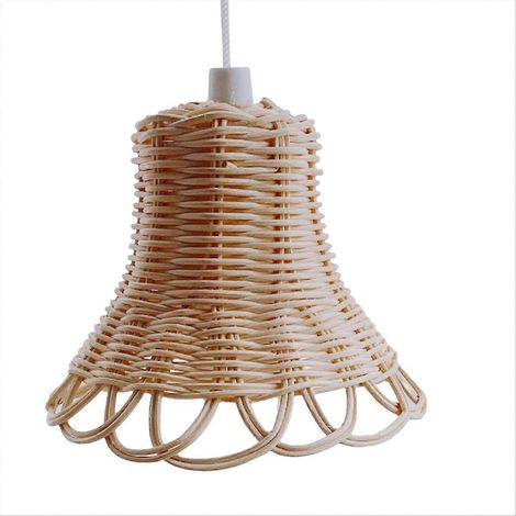 Handgefertigte Pendelleuchte für die Hausbar, handgefertigter Lampenschirm, dekorative Rattan-Deckenleuchte, Bohème-Stil, ideal für Essbereich oder Theke, elegantes Unikat. (1/5)