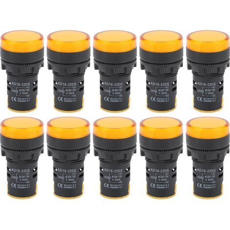 Gelbe LED-Anzeige AD16-22DS, 10 Stück, helle Signallampe für AC/DC110V-Anzeige (1/5)