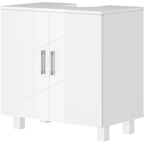 Badezimmerschrank mit 2 Türen und mittigem Ablagefach, weiße MDF-Platte, 60 x 35 x 60 cm