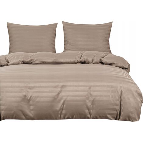 Ropa de cama de hotel damasco con rayas 140x200 beige, capuchino (1/5)