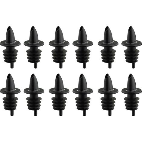 Westmark 12 tappi dosatori per bottiglie, Dosatore con tubo per l'aria, Tappo in plastica, Jet-Pour, Nero, 4110208S (1/4)