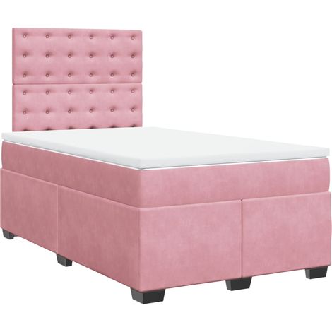 vidaXL Giroletto a Molle con Materasso Rosa 120x200 cm in Velluto (1/5)