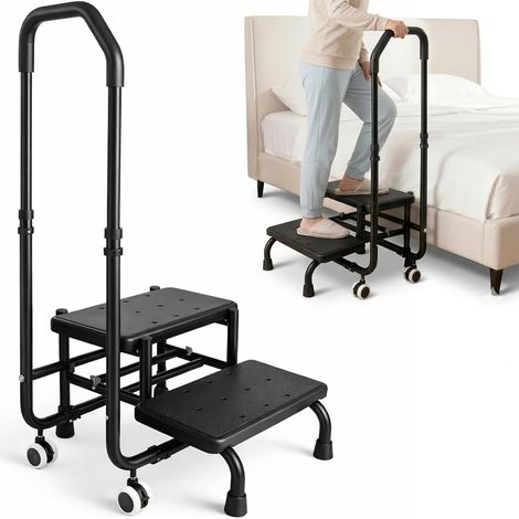 Marchepied avec poignée - Marche de baignoire avec poignée - 5 hauteurs de 95 cm à 105 cm - Capacité de charge jusqu'à 300 lb - Pour lit, cuisine, caravane, baignoire (1/5)