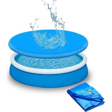 [French Days]bache Piscine,Couverture De Piscine Rond,Bache de Protection pour Piscine avec Anneau en métal et Cordon de Serrage，Protège de la Pluie et des polluants - Diamètre:210cm (1/5)
