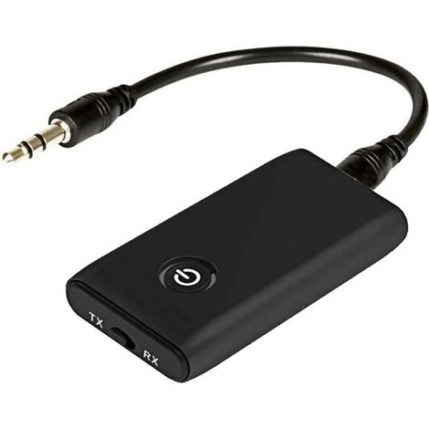 Adaptateur audio Bluetooth 5.0 émetteur-récepteur sans fil deux-en-un avec câble audio 3,5 mm pour casque MP3/MP4, enceinte HiFi, radio, voiture, TV, PC, ordinateur portable et tablette. (1/5)