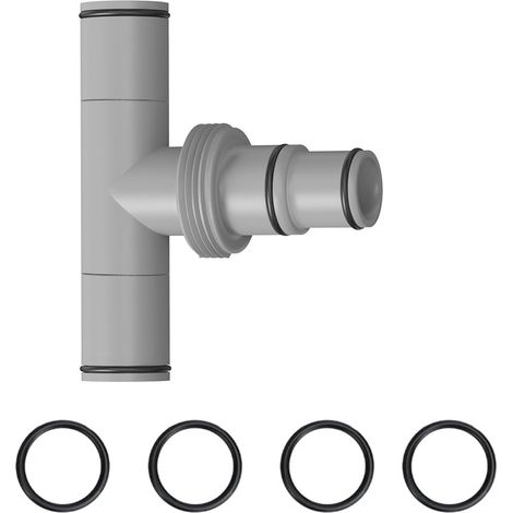 Pieza en T para conexión de manguera de piscina Ø 38/32 mm, conexión de manguera de piscina de 38 mm a 32 mm - En forma de T con juntas de estanqueidad para manguera de piscina